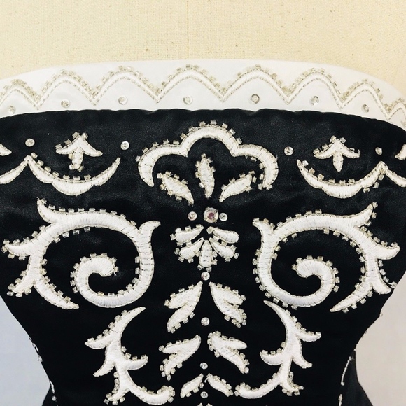 VTG Formal Gown Zum Zum Black White SZ 5/6 - Picture 5 of 6